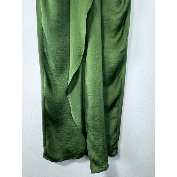 Nordstrom Rack Favlux Green Faux Wrap Shimmer Maxi Skirt Size Large - Picture 6 of 16